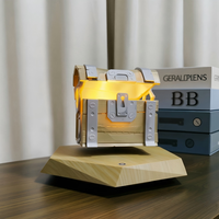 Lampe coffre au trésor à lévitation magnétique, veilleuse flottante, lampe de table décorative créative avec base en bois, thème Aventure Pirate