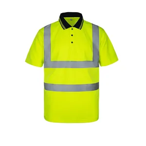 Pakaian kerja kustom kaus polo visibilitas tinggi kaus keselamatan reflektif menyala dalam gelap lengan pendek