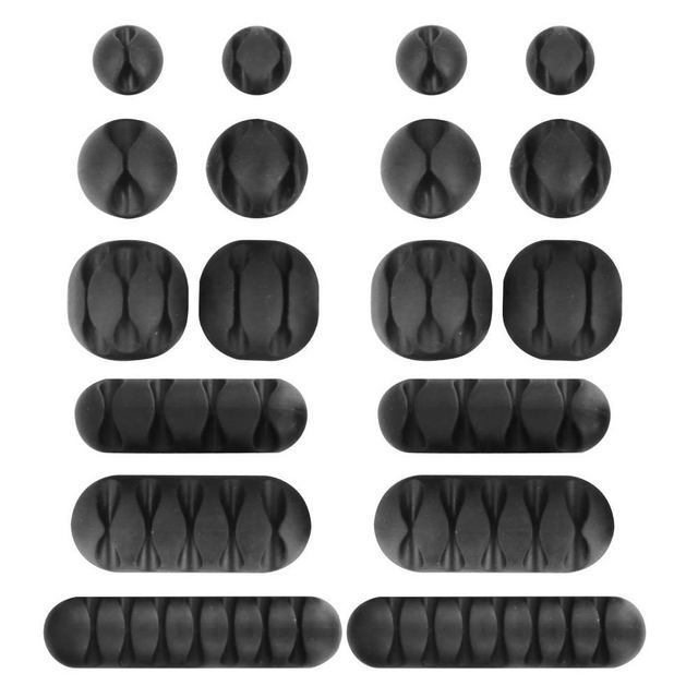 Cute TPR Self-adhesive Table Cable Organizer Cord Holder Clip Wire Management CC949 Black Silicone Cable Organizer