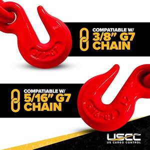 5/16 raccoglitore di carico a leva "-3/8" con 2 ganci di presa legano i carichi pesanti al camion o al rimorchio a pianale che traina il carico rosso - Product Image 4