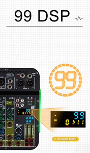 Mixer Console Audio Professionale XTUGA MG7 a 7 Canali per Studio di Registrazione e KTV con 99 Effetti Integrati e Riverbero - Product Image 5