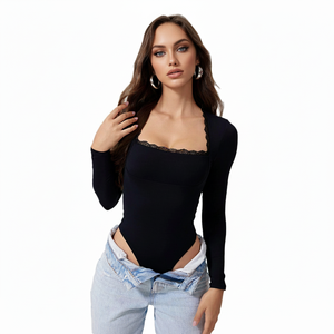 Damen Sommer Sexy Strick Maßgeschneiderte Workout Gym Activewear Langarm Eng Anliegender Yoga Tanz Sport Einteiler Schlankmachender <span class=keywords><strong>Jumpsuit</strong></span> Einfarbig - Product Image 4