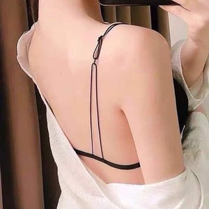 Soutien-gorge triangle à fermeture avant style français, sans armatures, bretelles fines, dos élégant, noir, blanc, vert, violet, en tissu nylon - Product Image 4