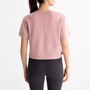 Haut de yoga SUHE en modal à manches courtes et col rond, coupe courte, en tissu Air Layer délavé au sable, pour femme, idéal pour le fitness et la course à pied - Product Image 4