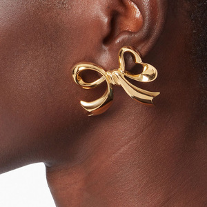 Bowknot Drop Earrings 18K Gold Plated Stainless Steel Heart Shape Fashion Jewelry <b>Gift</b> For Women - Product Image 4