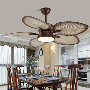 52-Inch American Style Ceiling Fan Light Five Blade Banana Leaf Design LED Light Source For Living Room And Dining Room - Product Image 1