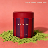 Boîte en fer blanc ronde de 30g, écologique, personnalisable avec étiquette privée, pour café et thé matcha, avec couvercle à vis, vente en gros