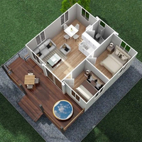 Modul préfabriqué maison pliable épaisseur extensible 100mm 20ft 40ft conteneur 2 logements de chambre à coucher