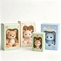 Boîte à jouets en peluche de luxe haut de gamme avec fenêtre transparente, emballage personnalisé auto-assemblable avec logo, prêt à la vente pour cadeaux d'animaux en peluche