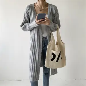 Manteaux personnalisés pour femmes 2022 cardigan en tricot à manches longues style coréen pour femmes pull cardigan long et ample