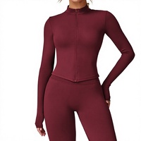 Vestes de sport OEM/ODM pour femmes, légères, athlétiques, à fermeture éclair intégrale, vestes de course, vestes courtes, hauts ajustés, logo personnalisé
