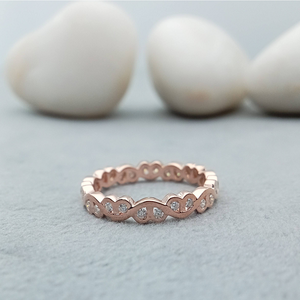 Bague de fiançailles et de mariage de luxe en or rose massif 14 carats avec diamant de laboratoire taille brillant pour femme - Product Image 1