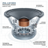Haut-parleur professionnel néodyme 10 pouces 250W RMS, bobine vocale 75mm, woofer à aimant en forme de fleur de prunier 14 pièces pour système de sonorisation de scène Line Array
