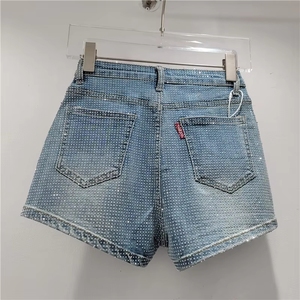 PEEQI 2026 Shorts in <span class=keywords><strong>Jeans</strong></span> a Vita Alta con Strass per Ragazze Alla Moda - Product Image 5