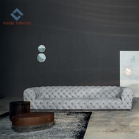 럭셔리 최고 등급 nubuck chesterfield 정품 가죽 tufted 체스터 문 소파 세트