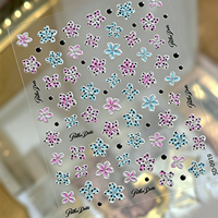Stiker Kuku Timbul 5D Stiker Seni Kuku Bunga Polka Dot Warna-warni Dekorasi Kuku Bunga Berperekat Perlengkapan Seni Manikur DIY