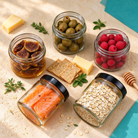 Pot en verre polyvalent transparent de 100 ml, 180 ml, 220 ml, 280 ml, 380 ml, 500 ml, 750 ml pour confiture, cornichons, épices, miel avec couvercle à vis en métal
