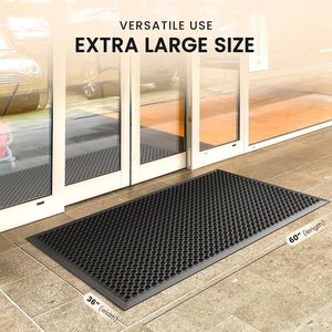 Tapis de sol en caoutchouc commercial antidérapant et anti-fatigue avec design de drainage sécurisé pour restaurant, cuisine, intérieur, extérieur, entrée - Product Image 2