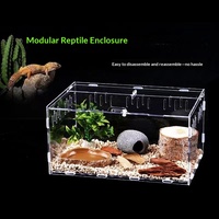 Terrarium rectangulaire transparent en acrylique pour reptiles, araignées, geckos, scorpions, serpents de maïs – Boîte d'élevage haute clarté