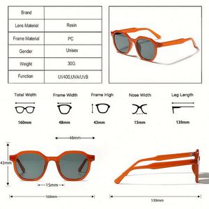 Lunettes de soleil carrées tendance vintage 2022 pour hommes et femmes, montures transparentes beige thé, petites lunettes de soleil polygonales - Product Image 4