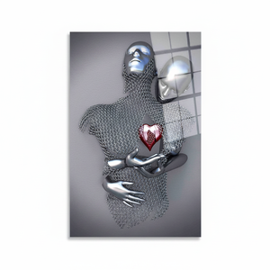 Elegant Silver Art Deco Couple <b>Canvas</b> Art Modern for Panel Print with Hanging Function Tempered Glass <b>Frame</b> for Home Decor - Product Image 2
