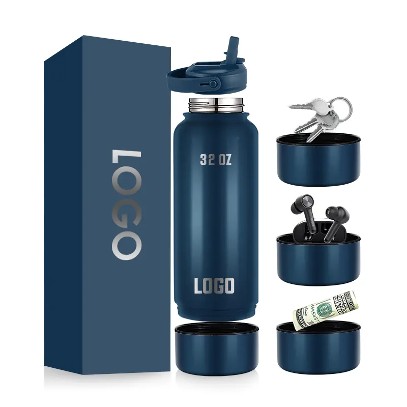 In Stock 32 oz Insulated Flask Stainless Steel Sports Vacuum Water Bottle with Removable Bowl