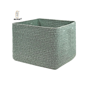 KUYUE Cesto Portaoggetti Moderno ed Ecologico con Manico, Rettangolare, Intrecciato a Mano in Corda di Cotone, Pieghevole, <span class=keywords><strong>per</strong></span> Soggiorno e Bagno - Product Image 1