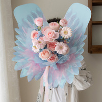 Nouveau bouquet de fleurs créatif avec oiseau et ciel en forme d'aile Emballage en papier Fleur Papier d'emballage Fleur Art Store Vente en gros