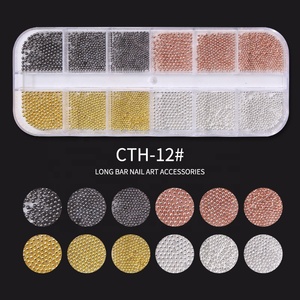Mini pequeño 3D <span class=keywords><strong>de</strong></span> acero inoxidable <span class=keywords><strong>Caviar</strong></span> Beads Nail Art Decoraciones Silver Rose Gold Charm Gel Polish Tips - Product Image 6