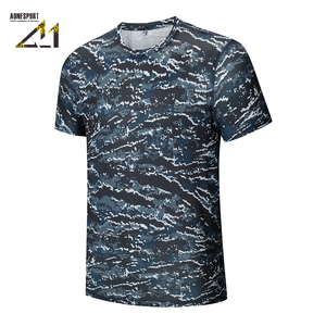 T-shirt à manches courtes en camouflage numérique extensible, 92% polyester, 8% élasthanne, col rond, vêtements décontractés pour l'extérieur - Product Image 4