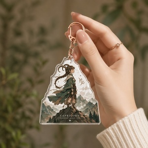 Llavero de acrílico personalizado de fábrica con signo zodiacal Capricornio, colgante de <span class=keywords><strong>Doncella</strong></span> de la Montaña, cierre de oro rosa, regalo de cumpleaños, venta al por mayor - Product Image 3