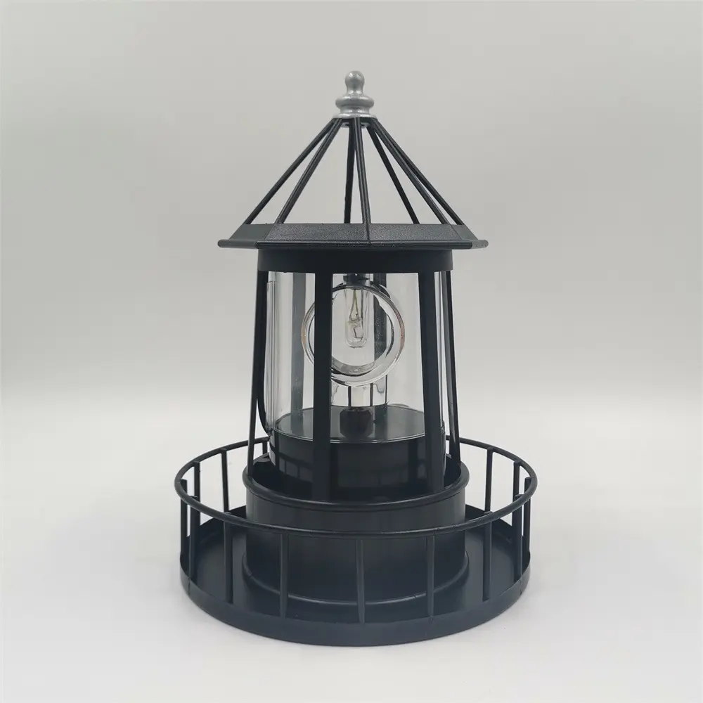 High Quality Solar Rotating Lighthouse Lawn Light Made of Iron with LED Beacon Light for Garden Ornament and Lighting