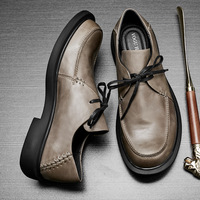 Chaussures habillées décontractées en cuir véritable à lacets pour hommes, collection été 2025, respirantes, à semelle souple en caoutchouc, idéales pour l'automne et la mode.