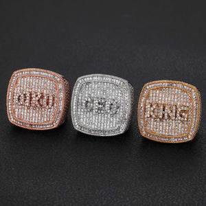 Hip Hop <strong>Personalised</strong> Custom <strong>Name</strong> <strong>Ring</strong> Bling CZ Stone Square Shape Letter <strong>Rings</strong> for Women Men - Product Image 2