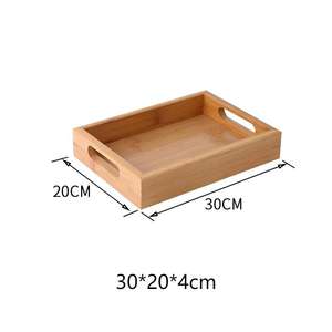 Plateau rectangulaire en bambou et en bois, plateau en bois massif - Product Image 4