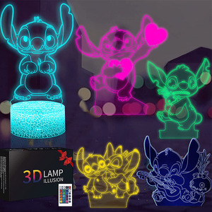 Lampe de nuit à l'effigie du dessin animé Lilo Stitch pikachu Froozen, Rechargeable par USB, décoration sonique, 16 couleurs changeantes - Product Image 2