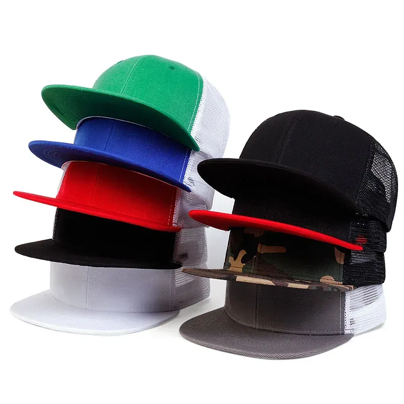 Mode Herren einfarbige Maschen-Snapback-Capt-Hüte individueller 6-Panel-Hip-Hop-Huf mit solider Farbe