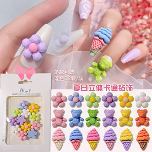 Nueva llegada 3D nail art charms helado sol <span class=keywords><strong>flores</strong></span> osos sonrisa corazones verano <span class=keywords><strong>2022</strong></span> decoración de resina de <span class=keywords><strong>uñas</strong></span> kawaii nail charms - Product Image 1