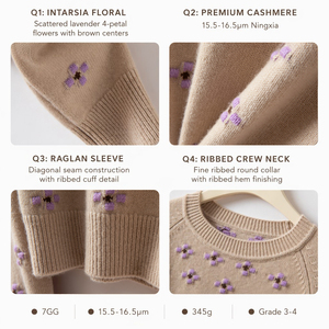 Nueva Tendencia 2026: Suéter Floral 100% Cachemira Pura <span class=keywords><strong>Helan</strong></span> Mt Ningxia 16.2um, Tejido Stoll, Lujo Discreto, Estilo Esquí, Rastreable, Probado en Laboratorio - Product Image 4