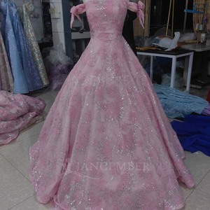 Lsany239 Quinceanera Shinny Lace Top Corset Princess Dress For Teenagers Girls 15 Years Off-Shoulder Pink Lady Skirt Jancember - Product Image 2