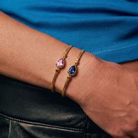 Brazalete de Cristal Colorido en Forma de Lágrima SongYi para Mujer, Cadena de Serpiente en Tono Dorado, Brazalete de Moda