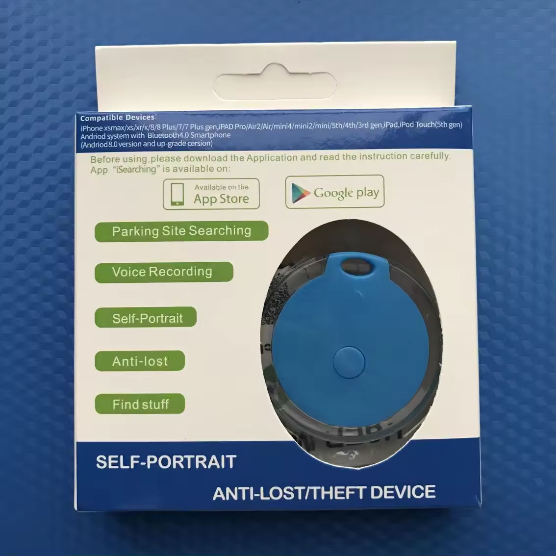 Emballage en boîte de couleur bleue ronde