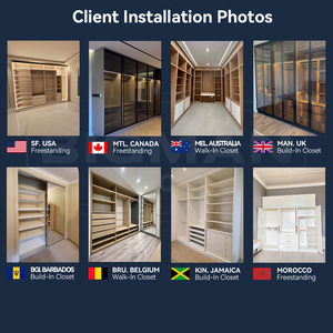 ตู้เสื้อผ้าไม้แบบโมเดิร์นดีไซน์เรียบหรู พร้อมกระจกสองบาน ปรับได้ ล็อคได้ มีไฟส่องสว่างและชั้นวางของ เหมาะสำหรับห้องนอนในบ้านพักอาศัยหรูหรา - Product Image 4