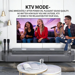 Barre <span class=keywords><strong>de</strong></span> son TV tout-en-un 120W avec deux caissons <span class=keywords><strong>de</strong></span> basses intégrés, microphone sans fil, système <span class=keywords><strong>de</strong></span> cinéma maison pour karaoké - Product Image 2