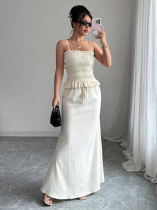 La nuova collezione estiva presenta un piccolo Top all'americana elegante ed elegante, una gonna a figura intera e un Set di abbigliamento femminile alla moda - Product Image 2