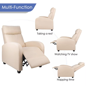 Fauteuil inclinable beige pour salon, siège de cinéma maison, canapé inclinable individuel avec dossier et assise rembourrés, noir - Product Image 5
