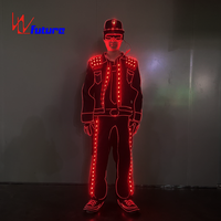 Ensemble de costumes de scène lumineux à LED, veste et pantalon avec lumières clignotantes rechargeables pour les soirées en boîte de nuit, costumes de scène