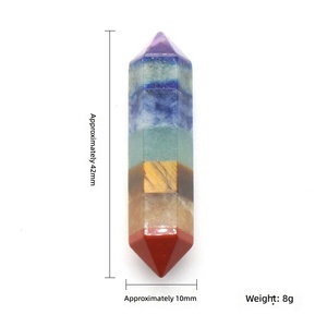 Torre di Gemme a 7 Colori, Bacchetta da 42mm, Mini Punte Doppie Terminanti a Sette Chakra per Decorazione - Product Image 4