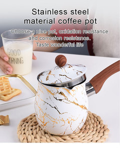 Pintura de superficie de cocina privada, <span class=keywords><strong>maceta</strong></span> de café turco de ebullición rápida de leche de acero inoxidable, flor, D102582 - Product Image 3