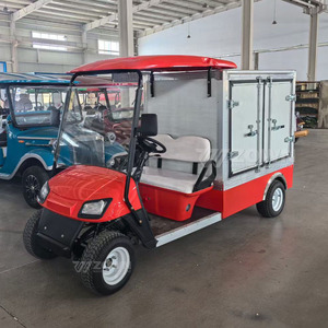 Bright Red Electric Utility Golf Cart With Cargo <b>Box</b> Waterproof Canopy For Factory Park Daily Goods Transport Work Vehicle - Product Image 5